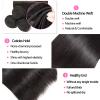 10A Straight Bundles with Closure 14 16 18 with 12 Inch 100% Unprocessed Brazilian Virgin Human Hair Weave 3 Bundles with 4x4 HD Lace Closure view 3