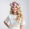 Gmmidea Butterfly Flower Crown for Women Girls Fairy Flower Headband Crown Adjustable Wedding Festival Floral Hair Wreath Purple view 3