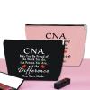 2Pcs CNA Week Gifts Makeup Bags CNA Appreciation Gifts Certified Nursing Assistant Gift Cosmetic Bag Certified Nurses Day Gift Medical Student Graduation Retirement Birthday Present (Black,Pink) view 4
