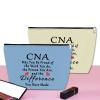 2Pcs CNA Week Gifts Makeup Bags - CNA Appreciation Gifts for Certified Nursing Assistant - Cosmetic Bag for Certified Nurses Day, Medical Student Graduation, Retirement, Birthday (Blue,Beige) view 4