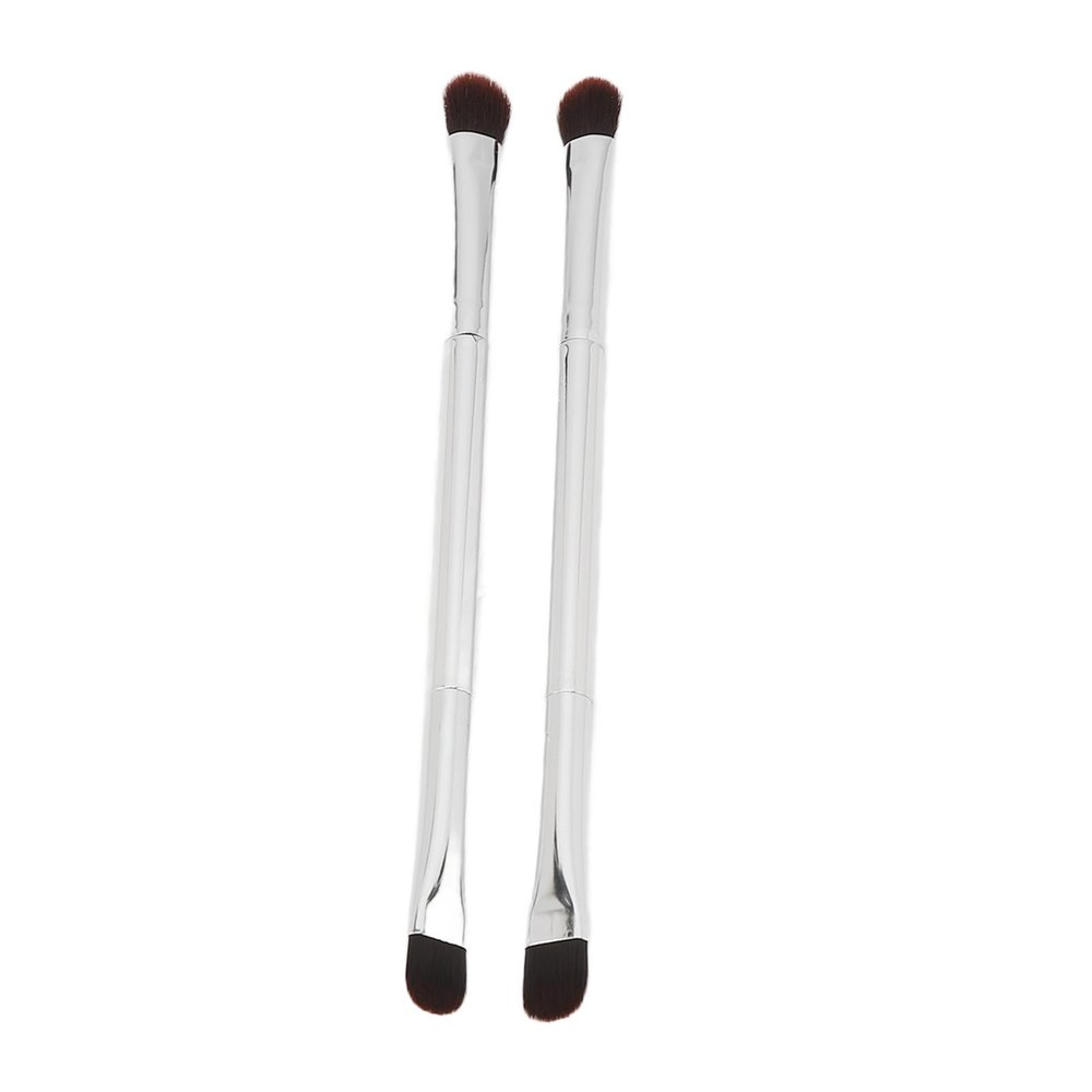 2pcs Eyeshadow Brush,Double Ended Eyeshadow Brush Set,Professional Soft Fiber Hair Concealer Brush,Women Makeup Tool for Precision Application and Flawless Blending,Concealing, Defining (Silver)