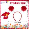 Censen Red 18 Pcs Pom Pom Headband for Women Head Bopper Wrapped Headband Birthday Christmas Party Headwear view 2