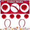 Censen Red 18 Pcs Pom Pom Headband for Women Head Bopper Wrapped Headband Birthday Christmas Party Headwear view 3