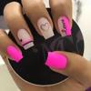 24Pcs Valentine's Day Press on Nails Pink Square Fake Nails Full Cover with Black Love Design Glossy Glue on Nails Artificial False Nails Supplies Charms Acrylic Nails Decoration for Women Nail Art view 1