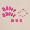 24Pcs Valentine's Day Press on Nails Pink Square Fake Nails Full Cover with Black Love Design Glossy Glue on Nails Artificial False Nails Supplies Charms Acrylic Nails Decoration for Women Nail Art view 2