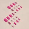 24Pcs Valentine's Day Press on Nails Pink Square Fake Nails Full Cover with Black Love Design Glossy Glue on Nails Artificial False Nails Supplies Charms Acrylic Nails Decoration for Women Nail Art view 3
