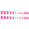 24Pcs Valentine's Day Press on Nails Pink Square Fake Nails Full Cover with Black Love Design Glossy Glue on Nails Artificial False Nails Supplies Charms Acrylic Nails Decoration for Women Nail Art view 4