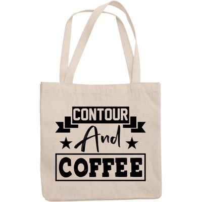 12oz Canvas Tote Bag - Contour and Coffee, Contouring Makeup Skill or Technique Quote - Beauty Themed Merch for Makeup Artist or Cosmetologist, Gift for Makeup Lovers & Beauticians