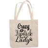 12oz Canvas Tote Bag - Crazy Lipstick Lady with Liquid Lipstick Applicator & Smooch Design - Beauty Themed Merch for Makeup Artist or Cosmetologist, Gift for Makeup Lovers & Beauticians view 1