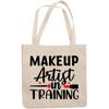 12oz Canvas Tote Bag - Makeup Artist in Training with Fan Brush & Red Lipstick Design - Beauty Themed Merch for Makeup Artist or Cosmetologist, Gift for Makeup Lovers & Beauticians view 1