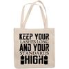 12oz Canvas Tote Bag - Keep Your Lashes Long and Your Standards High, Eyelashes Lover Quote - Beauty Themed Merch for Makeup Artist or Cosmetologist, Gift for Makeup Lovers & Beauticians view 1
