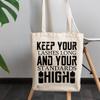 12oz Canvas Tote Bag - Keep Your Lashes Long and Your Standards High, Eyelashes Lover Quote - Beauty Themed Merch for Makeup Artist or Cosmetologist, Gift for Makeup Lovers & Beauticians view 3