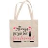 12oz Canvas Tote Bag - Cute Always Put Your Best Face Forward w/Lipstick, Mascara Brush & Hearts Design - Beauty Themed Merch for Makeup Artist or Cosmetologist, Gift for Makeup Lovers & Beauticians view 1