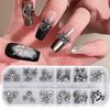 CEWEWP 36 PCS Halloween Nail Charms - 12 Styles, Silver, Skull Shape, Alloy, Ancient Silver Metal, Nail Decor view 1
