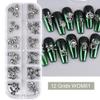 CEWEWP 36 PCS Halloween Nail Charms - 12 Styles, Silver, Skull Shape, Alloy, Ancient Silver Metal, Nail Decor view 2