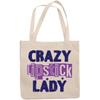 12oz Canvas Tote Bag - Crazy Lipstick Lady, Quote About Loving Lipsticks - Beauty Themed Merch for Makeup Artist or Cosmetologist, Gift for Makeup Lovers & Beauticians view 1