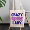 12oz Canvas Tote Bag - Crazy Lipstick Lady, Quote About Loving Lipsticks - Beauty Themed Merch for Makeup Artist or Cosmetologist, Gift for Makeup Lovers & Beauticians view 3