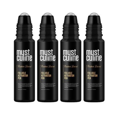 MUSTCULINE Follicle Activator Pen for Patchy Beard Growth, Ingrown Hair Treatment Roll-on Gel Formula (4 Package)