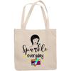 12oz Canvas Tote Bag - Sparkle Everyday with Eyeshadow Palette, Brushes & Woman Design - Beauty Themed Merch for Makeup Artist or Cosmetologist, Gift for Makeup Lovers & Beauticians view 1
