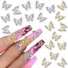 20Pcs Alloy Butterfly Nail Charms,3D Gold Silver Metal Butterfly Nail Gems Nail Rhinestones Shiny Crystal Nail Art Charms,Nail Decoration for Nails DIY Manicure Jewelry Accessories Women Nail Supplies view 1
