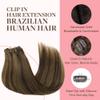 GOO GOO Clip in Hair Extensions Real Human Hair, Remy Human Hair Extensions Clip ins for Women, Natural Human Hair, 14inch 120g 7Pcs, 2C/4E/6C Brown Sugar Swirl Highlights view 3