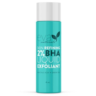 Eva Naturals 2% BHA Salicylic Acid Liquid Exfoliant for Blackheads, Enlarged Pores, Wrinkles and Fine Lines - Face Exfoliator, Evens Skin Tone, Hydrate & Brighten for Glowing Skin - 4 oz Bottle
