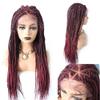 Box Braid Wigs for Black Women 31" Soft Swiss Lace Front Brai Wig Premium Quality Synthetic Hair Braiding Wig Long Twist Braids Wigs with Baby Hair for Black Women (#T1B/BUG-#Black/BurgundyT) view 1