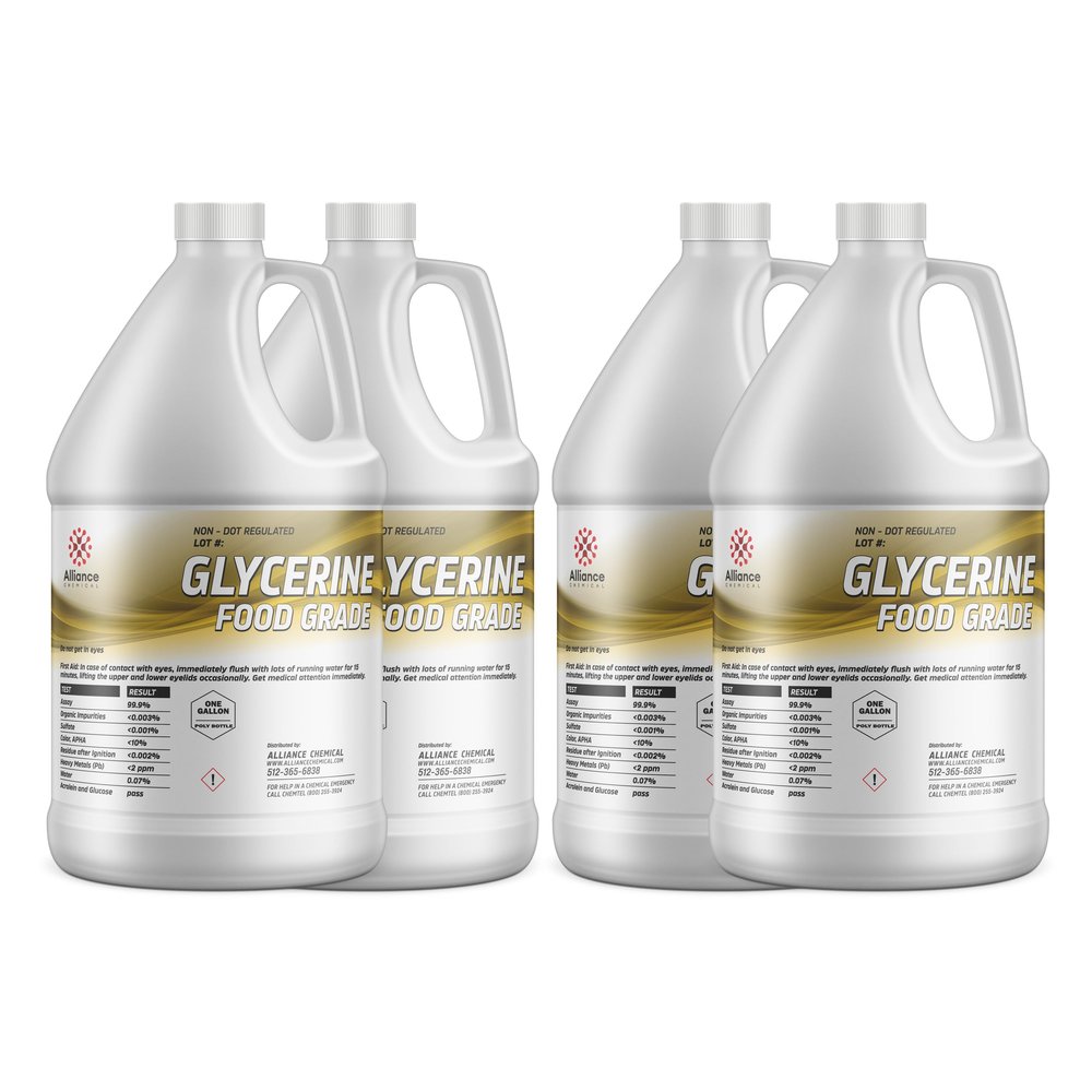 Alliance Chemical Glycerin USP - Skin Moisturizer & Humectant - 4 Gallon Case - Food Grade - Pharmaceutical Grade - USA Made