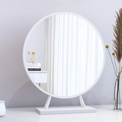 CANEVE Table Mirror,Countertop Mirror,Tabletop Vanity Mirror,Round Mirror Makeup Mirror,Bathroom Dormitory Vanity Mirror,Shaving Vanity Mirror with Stand Hd Mirror Freestanding(Color:White)