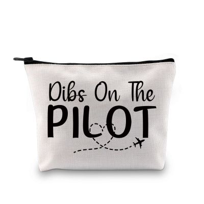 G2TUP Pilot Girlfriend Gift Dibs On The Pilot Makeup Bag Pilot Wife Cosmetic Bag I Love My Pilot Gift (Dibs On The Pilot MB)