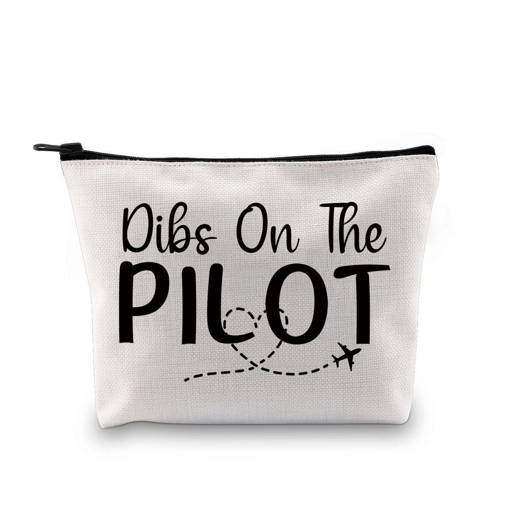 G2TUP Pilot Girlfriend Gift Dibs On The Pilot Makeup Bag Pilot Wife Cosmetic Bag I Love My Pilot Gift (Dibs On The Pilot MB)