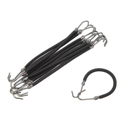 10pcs Ponytail Holder Hook, Women Girls Flexible Elastic Hair Band Hook, Hair Bungee Cords with Hooks for Curly Hair Long Hair, Styling Tool for Office Dating(Black)