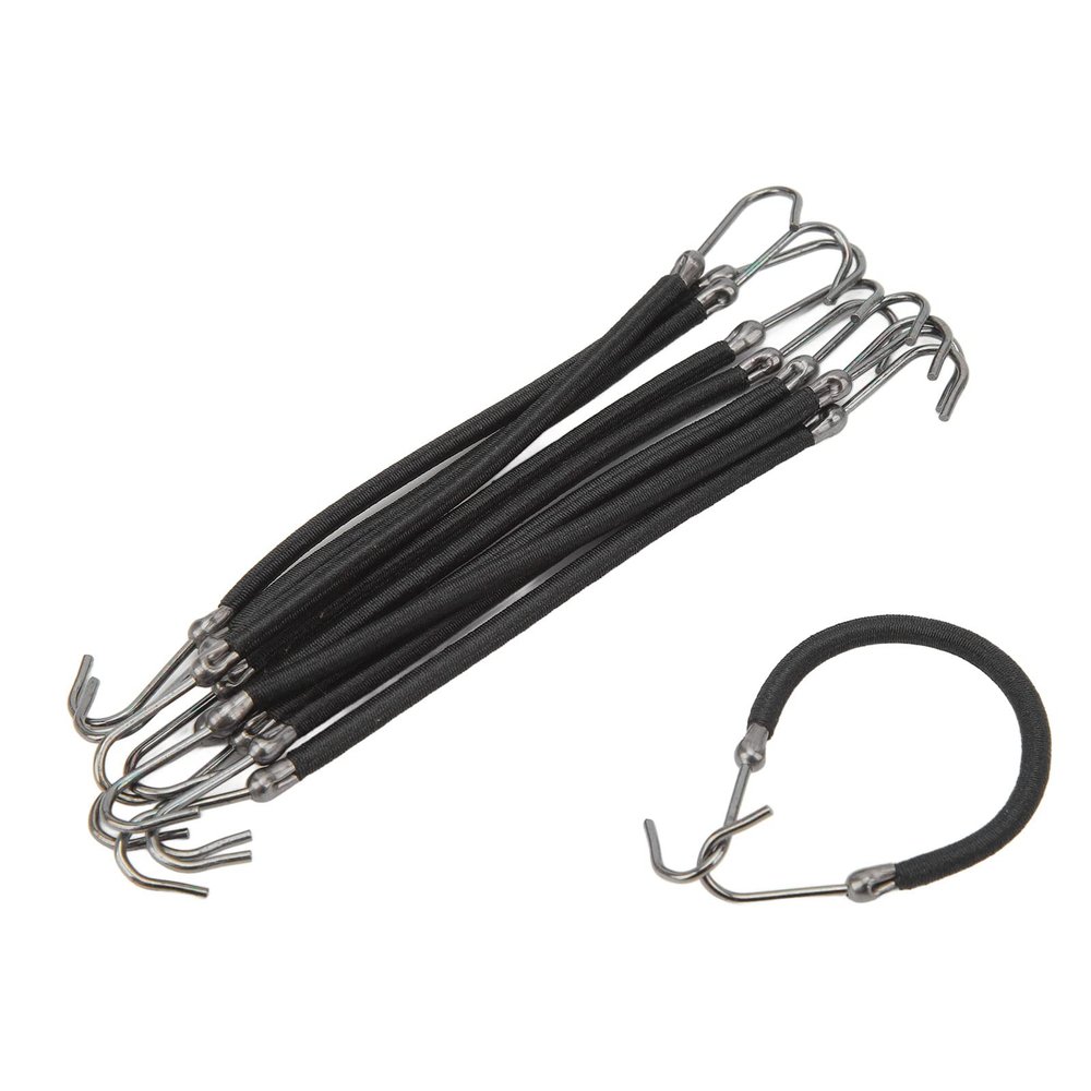 10pcs Ponytail Holder Hook, Women Girls Flexible Elastic Hair Band Hook, Hair Bungee Cords with Hooks for Curly Hair Long Hair, Styling Tool for Office Dating(Black)