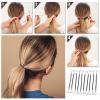 10pcs Ponytail Holder Hook, Women Girls Flexible Elastic Hair Band Hook, Hair Bungee Cords with Hooks for Curly Hair Long Hair, Styling Tool for Office Dating(Black) view 3
