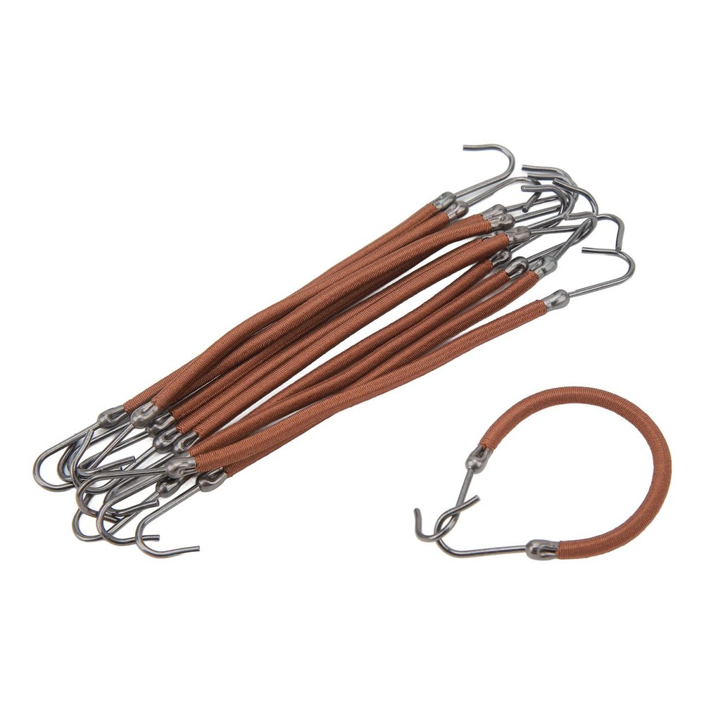 10pcs Ponytail Holder Hook, Women Girls Flexible Elastic Hair Band Hook, Hair Bungee Cords with Hooks for Curly Hair Long Hair, Styling Tool for Office Dating(Brown)