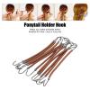10pcs Ponytail Holder Hook, Women Girls Flexible Elastic Hair Band Hook, Hair Bungee Cords with Hooks for Curly Hair Long Hair, Styling Tool for Office Dating(Brown) view 2