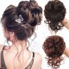 messy bun hair piece Messy Bun Hair Piece Scrunchie Super Long Tousled Updo Hair Extensions with Elastic Band Curly Wavy Ponytail Synthetic Chignon for Women bun hair pieces for women ( Color : 002 ) view 2