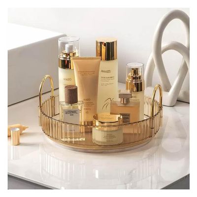 360 Rotating Makeup Organizer, Bathroom Makeup Carousel Spinning Holder Rack Light Luxury Cosmetics Storage Box Large Capacity Cosmetics Storage Vanity Shelf Countertop ( Color : Gold , Size : 1 laye