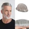 Toupee For Men Hair Piece Real Human Hair Soft Swiss Lace Front Mens Toupee Hair System For Men Protesis Capilar Para Hombre (8x10''-100% light to medium density, 1B90 1B# OFF BLACK+90% GREY) view 1