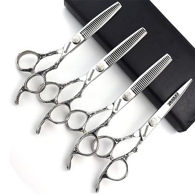 6/7/8 Inch Professional Hairdressing Scissors Barber Rose Pattern Hair Stylist Shears Styling Tool Japanese Stainless Steel Clippers (6-in four piece set)