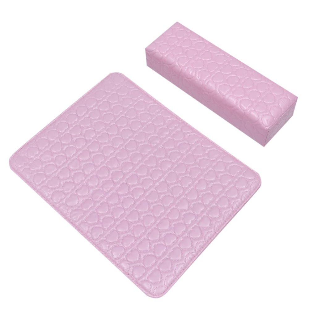 FOMIYES Manicure Pillow Rest Heart Shaped Square Hand Pillow Wrist Pad Nail Arm Rest Pink for Salon