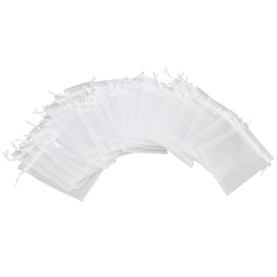 TITA-DONG 100pcs Small Mesh Bags, Mini Mesh Makeup Bags, Exfoliating Mesh Soap Saver Pouch Bag Sack, Drawstring Sheer Organza Bags for Candy Weeding Jewelry White
