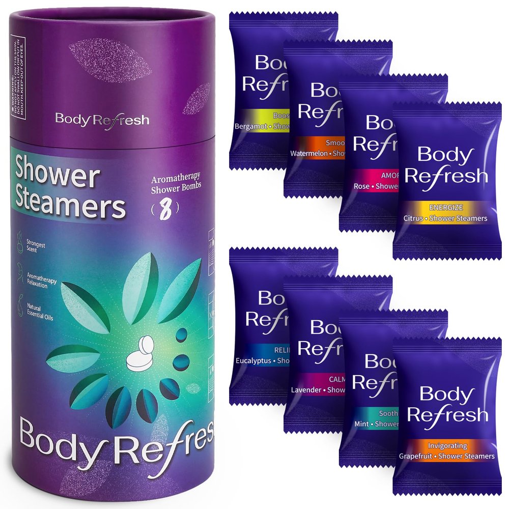 BodyRefresh Shower Steamers Aromatherapy 8 Pack - Birthday Gifts for Women, Valentines Day Gifts for Her Him Wife Mom, Shower Bombs for Self Care, Home Spa Relaxation Galentines Gifts