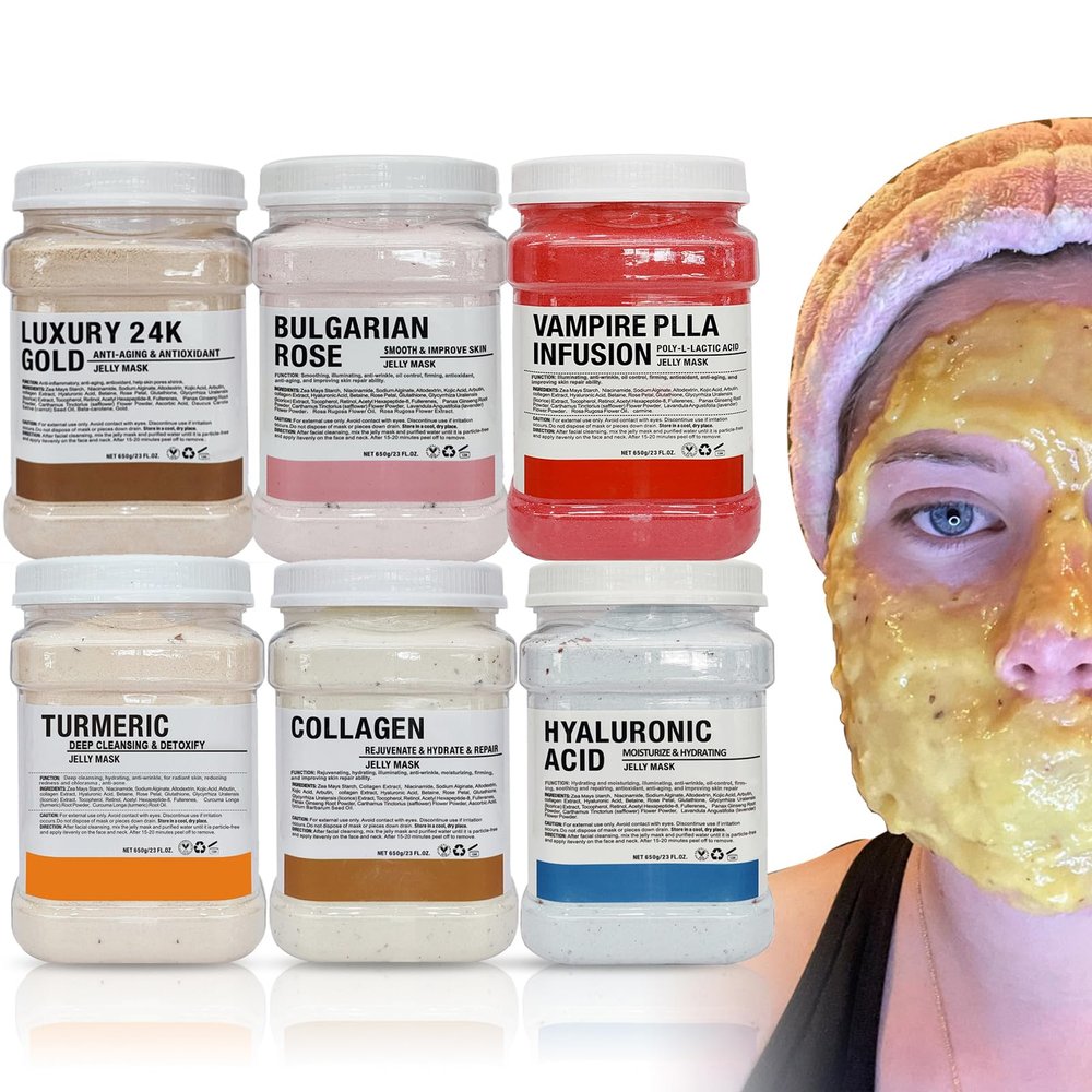 YMEYFAN Jelly Mask for Facials Professional Face Mask Bulk Wholesale, Jelly Mask Powder for Estheticians Supplies Beauty Salon Spa Face Mask Skin Care, 23Fl Oz (6 Jar)