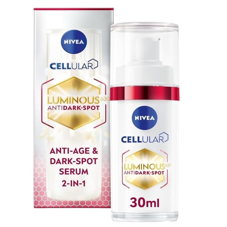 NIVEA Luminous630 2-in-1 Anti-Age & Dark-Spot Serum (30ml), Facial Serum Reduces 10 Years of Accumulated Age Spots
