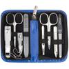 3 Swords Germany - brand quality 8 piece manicure pedicure grooming kit set synthetic leather case blue - Made in Germany view 1