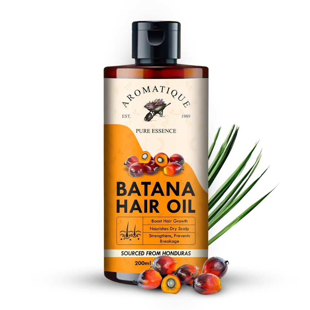 Aromatique Pure Batana Hair Oil Cold-Pressed & Nutrient-Rich Infused with Castor, Argan, Jojoba, Almond & Vitamin E Deep Nourishment for Hair & Skin Sourced from Honduras (200 ML) natural