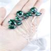 Brihasory Rhinestone Hair Pins 3PCS Wedding Hair Pieces for Brides, Handmade Crystal Bridal Hair Clip for Women Hair Accessories, Daily Party Prom Hair Decoration Bridesmaid Gifts(Green Silver) view 1