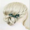 Brihasory Rhinestone Hair Pins 3PCS Wedding Hair Pieces for Brides, Handmade Crystal Bridal Hair Clip for Women Hair Accessories, Daily Party Prom Hair Decoration Bridesmaid Gifts(Green Silver) view 3