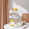 3 Tier Clear Turntable, Round Storage Rack with Integral Handle, Makeup Cosmetic Rack Organizer, Storage Round Stand for Bathroom, Kitchen, Cosmetic, Pantry(Pink) view 3